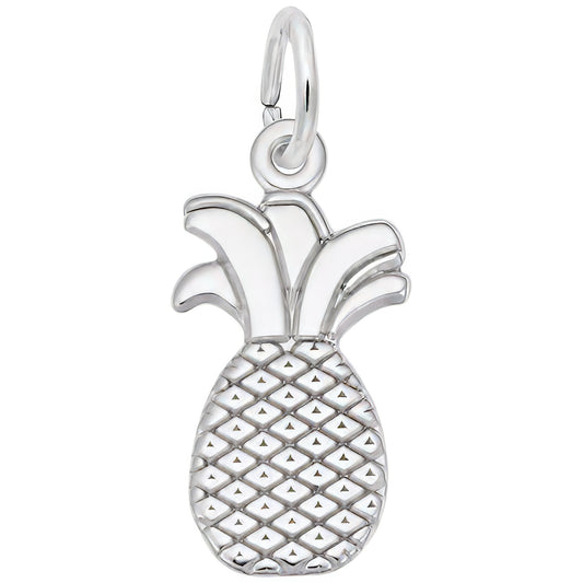 Flat Pineapple Charm - Metal - Sterling Silver