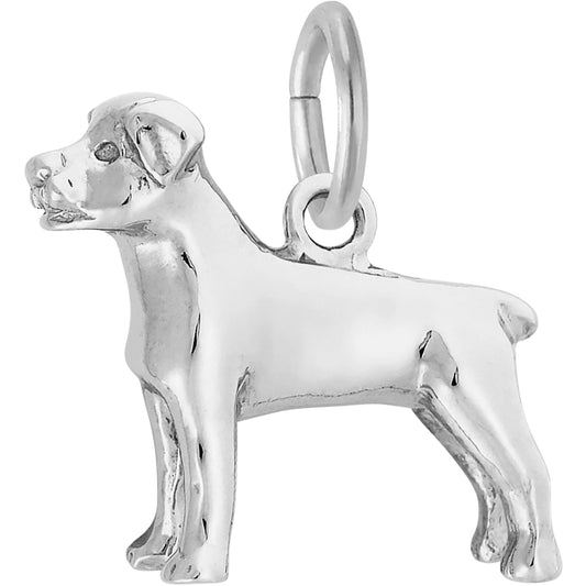Rottweiler Dog Charm - Metal - Sterling Silver