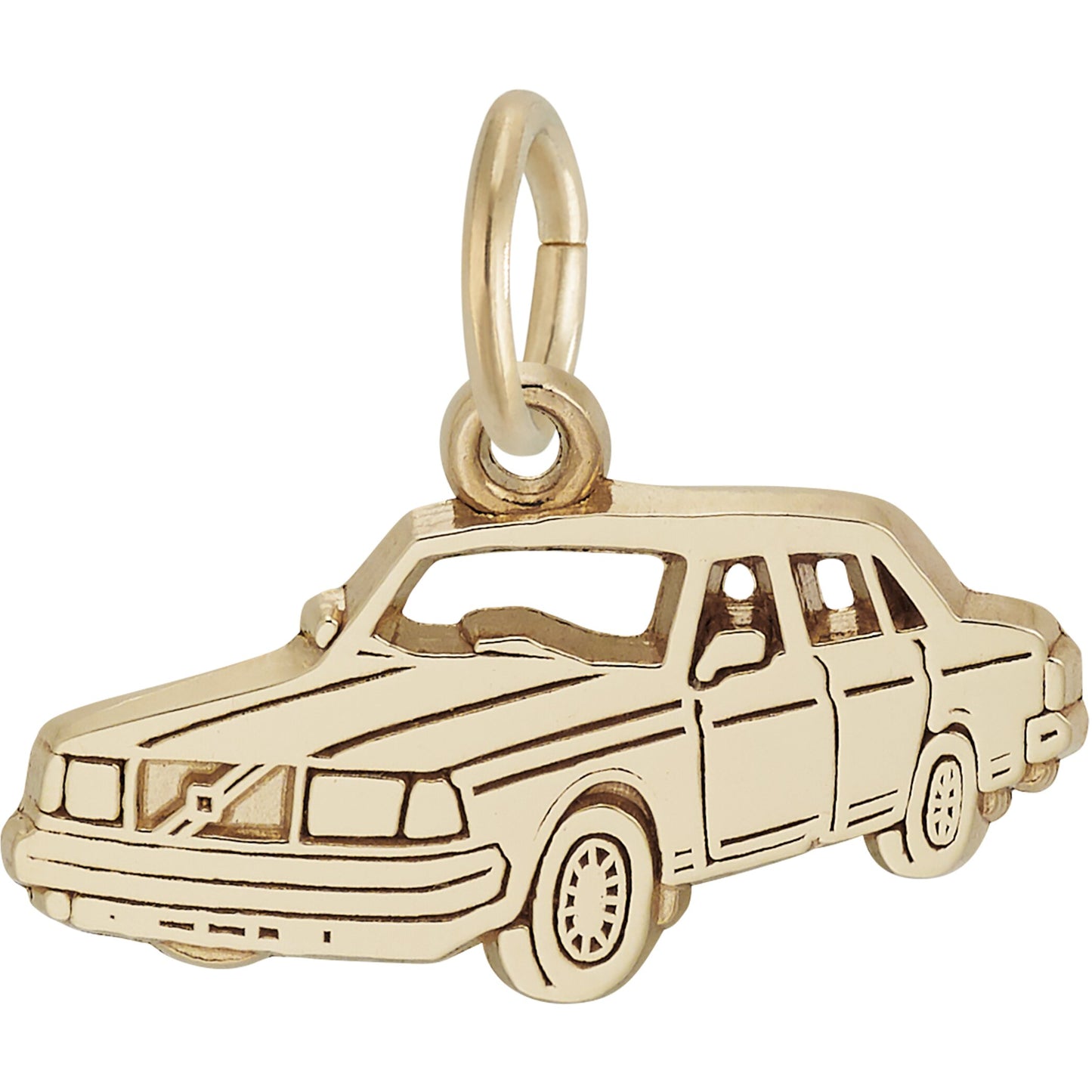 Flat Mid-Size Luxury Car Charm - Metal - Sterling Silver