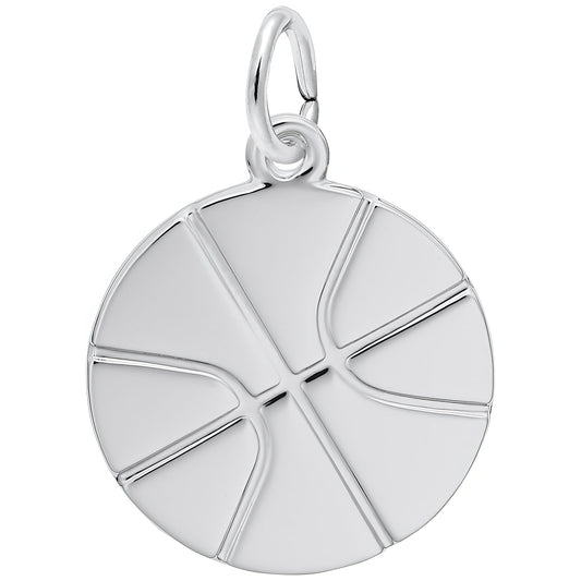 Charms Sterling Silver Flat Basketball Charm