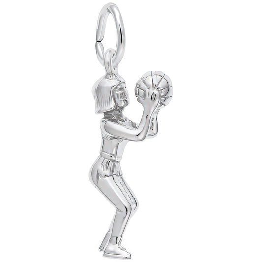 Shootin Hoops Charm - Metal - Sterling Silver
