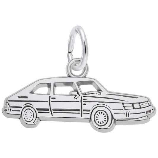 Flat Classic Luxury Car Charm - Metal - Sterling Silver