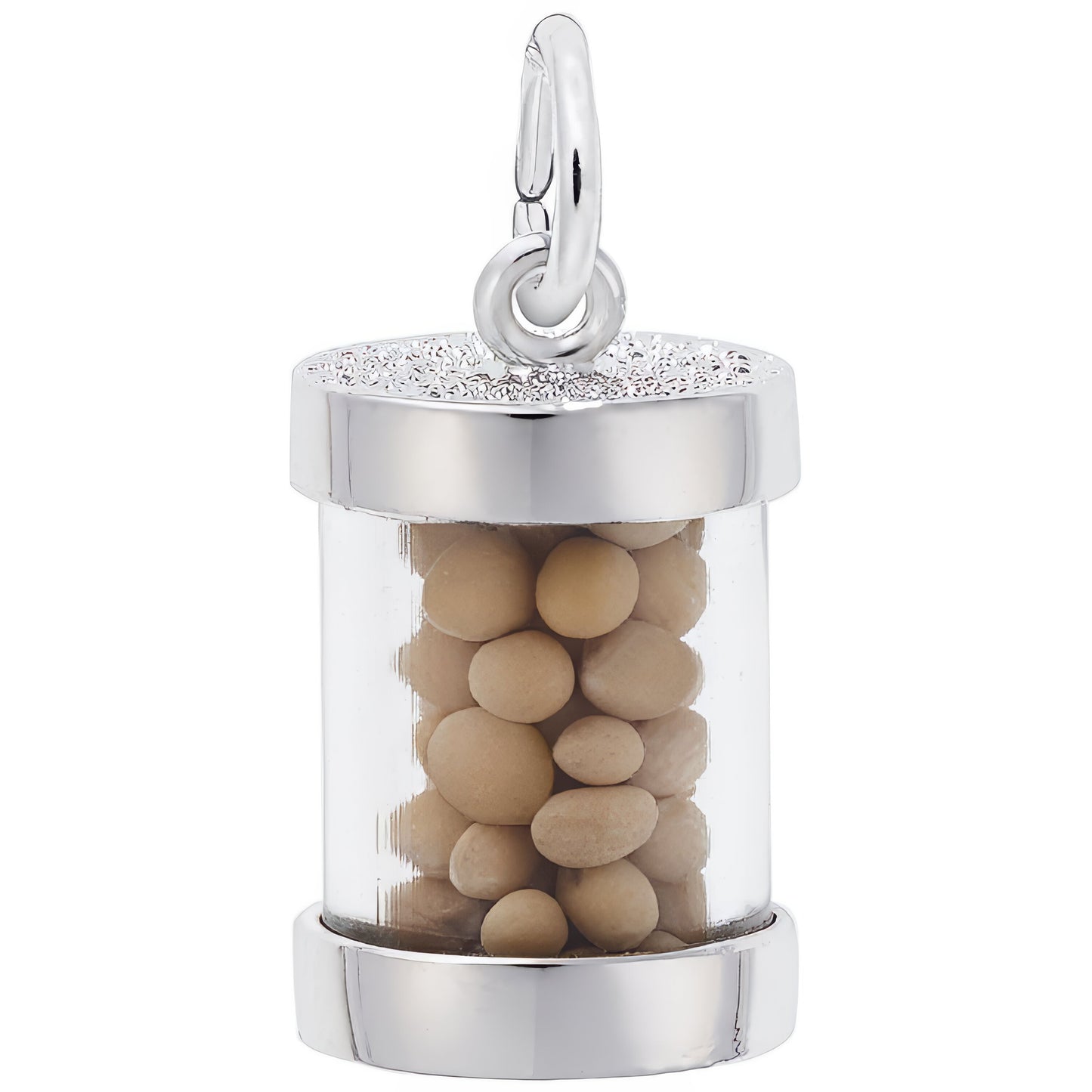 Charms Sterling Silver Mustard Seeds Capsule 3D Charm