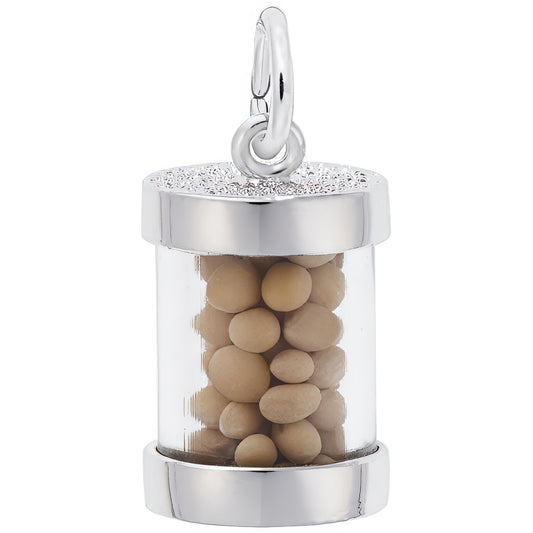 Charms Sterling Silver Mustard Seeds Capsule 3D Charm
