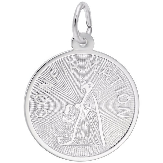 Round Confirmation Charm - Metal - Sterling Silver