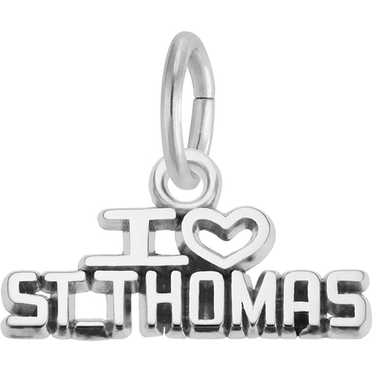I Love St. Thomas Charm - Metal - Sterling Silver