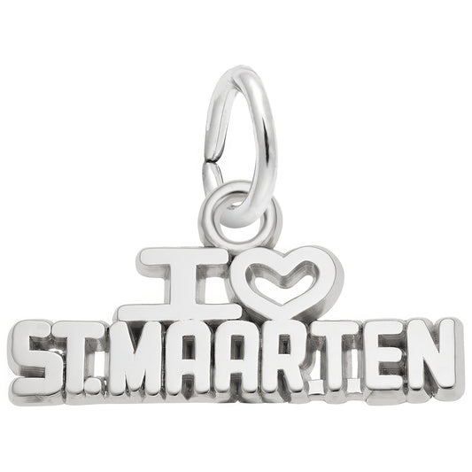 I Love St. Maarten Charm - Metal - Sterling Silver