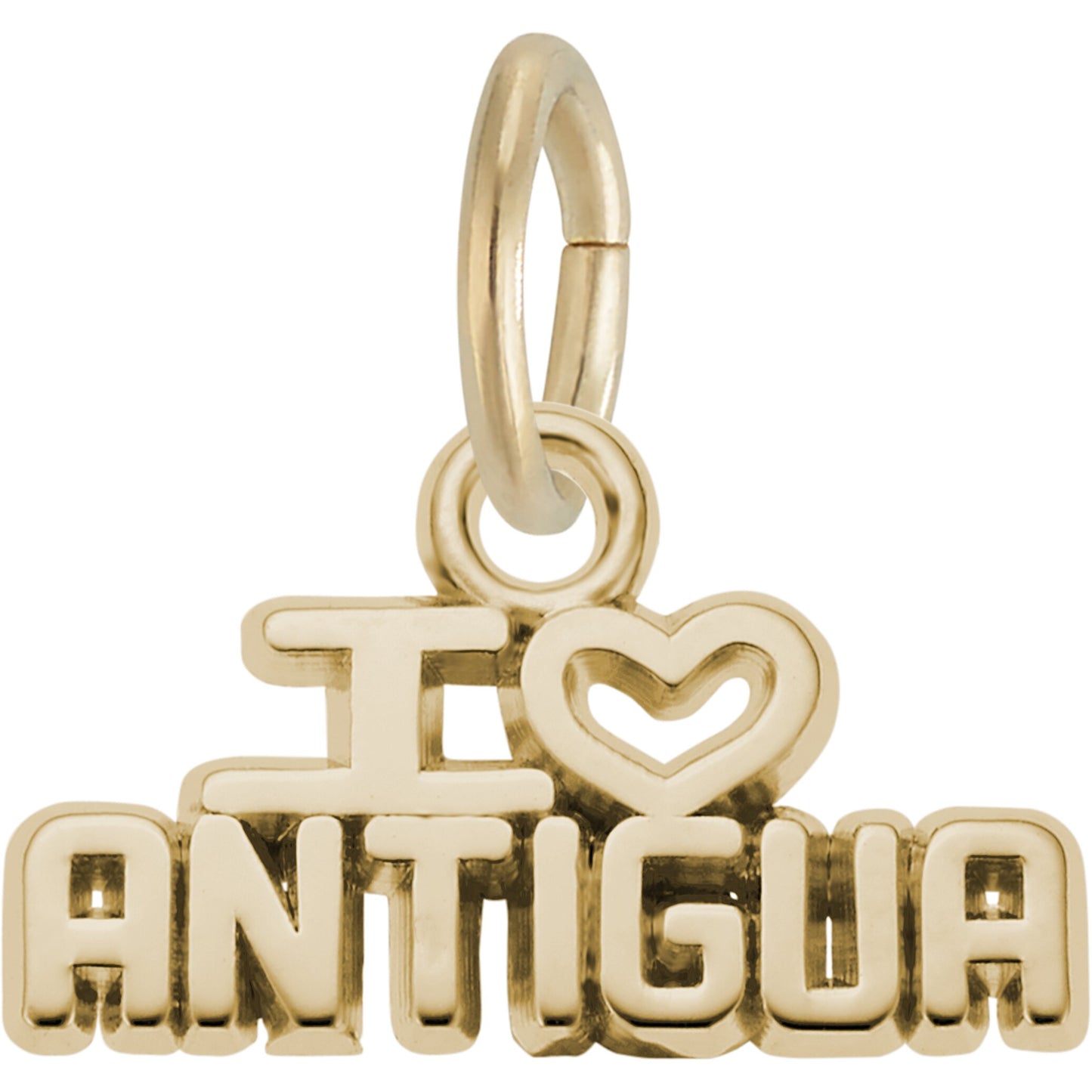I Love Antigua Charm - Metal - Sterling Silver