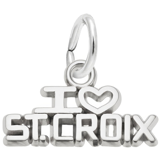 I Love St. Croix Charm - Metal - Sterling Silver