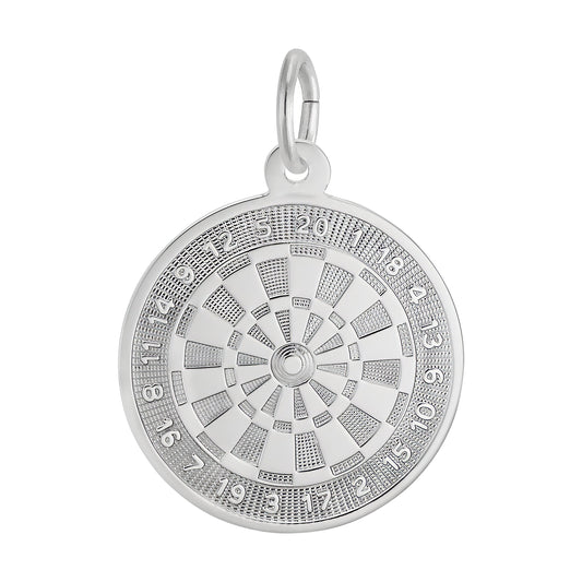 Dart Board Charm - Metal - Sterling Silver