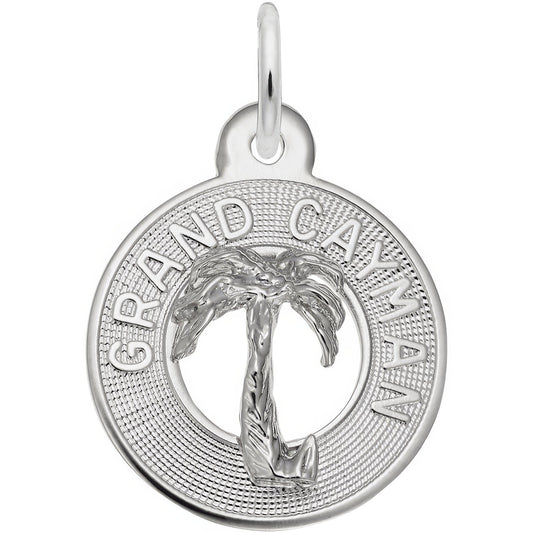 Small Grand Cayman Palm Tree Ring Charm - Metal - Sterling Silver
