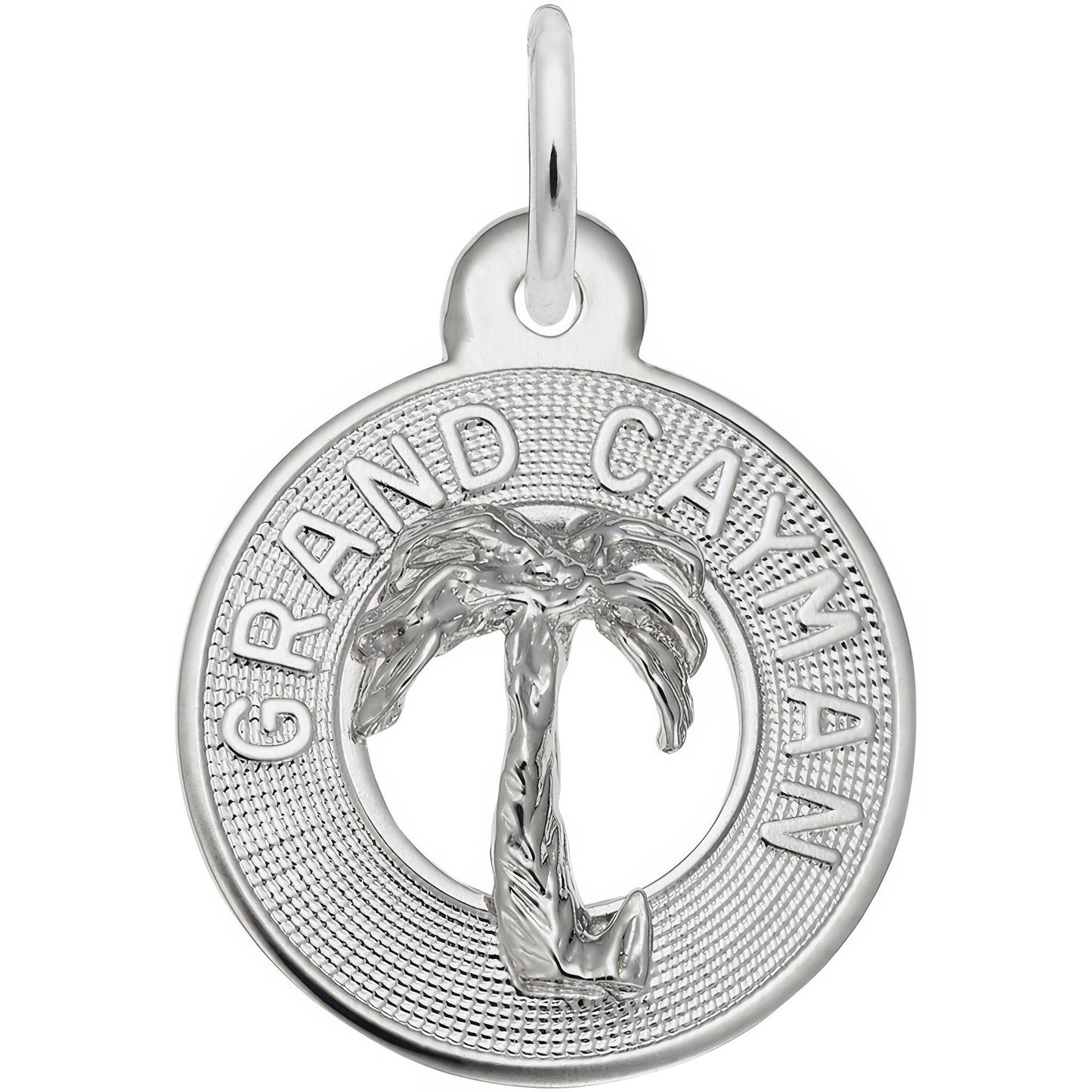 Small Grand Cayman Palm Tree Ring Charm - Metal - Sterling Silver