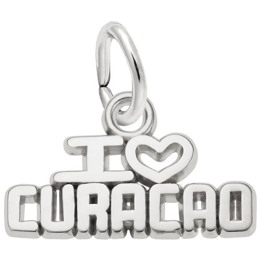 I Love Curacao Charm - Metal - Sterling Silver