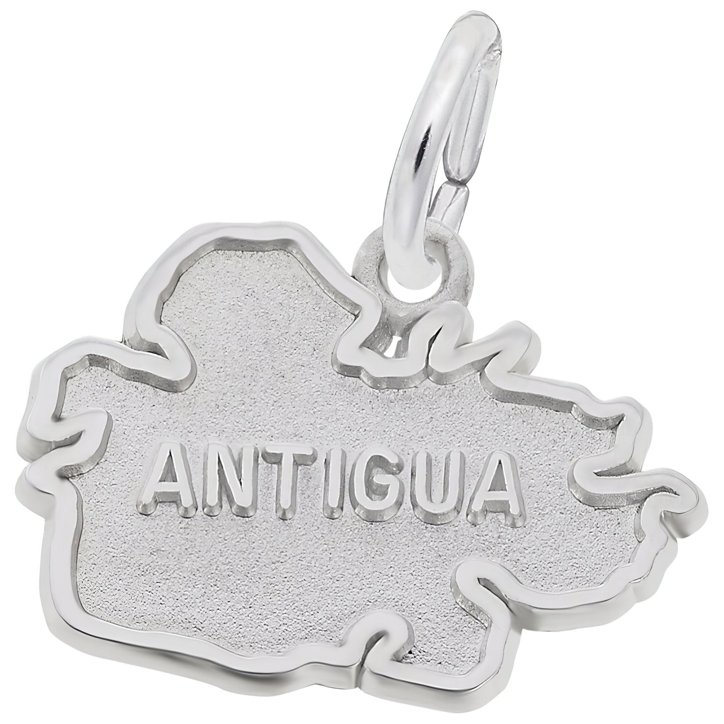 Antigua Map Charm - Metal - Sterling Silver