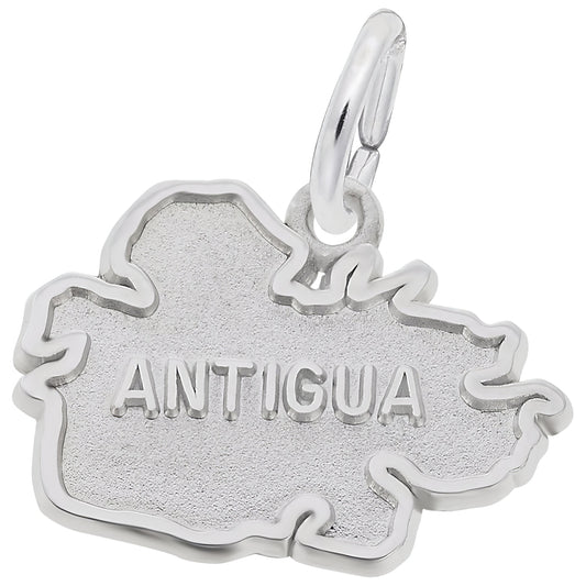 Antigua Map Charm - Metal - Sterling Silver