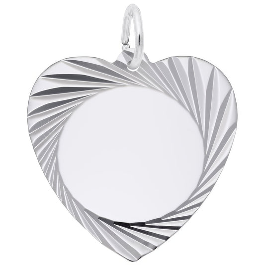Large Faceted Heart Charm - Metal - Sterling Silver