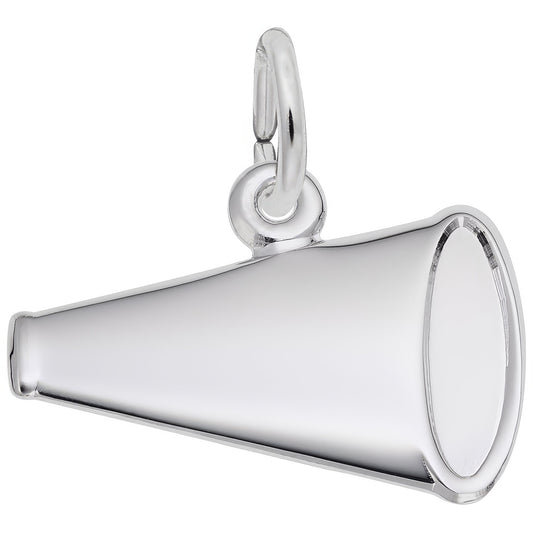 Flat Megaphone Charm - Metal - Sterling Silver