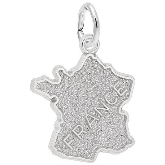 Sterling Silver France Map Charm
