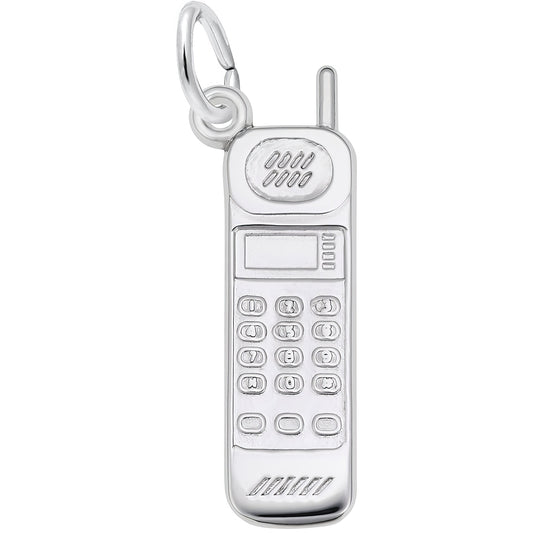 Cordless Phone Charm - Metal - Sterling Silver