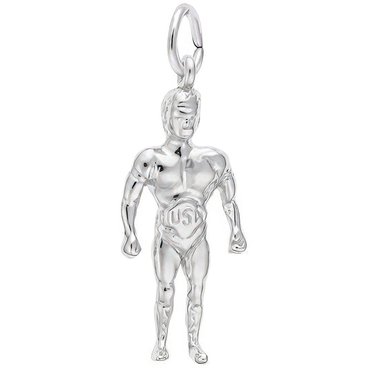 Wrestler Charm - Metal - Sterling Silver