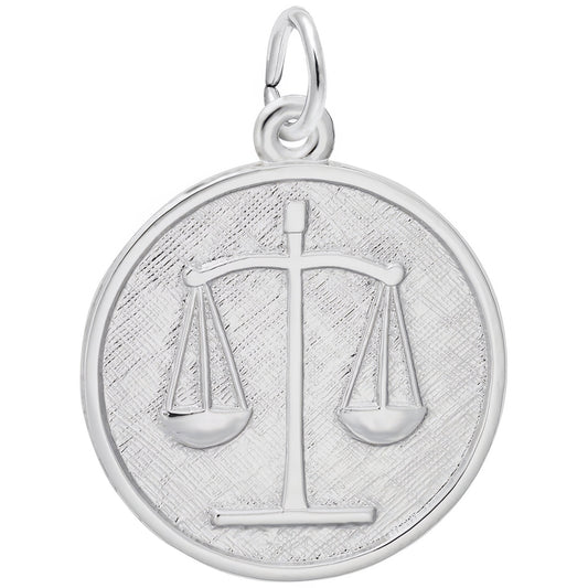 Round Scales of Justice Charm - Metal - Sterling Silver