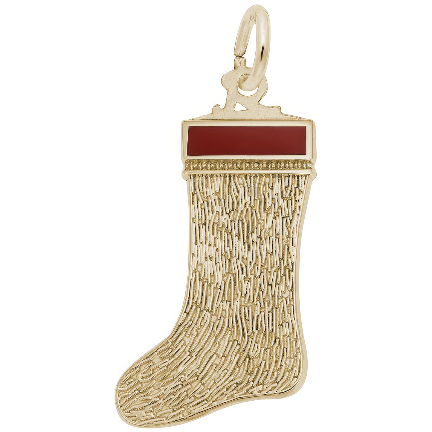 Christmas Stocking Charm w/Red Enamel - Metal - Sterling Silver
