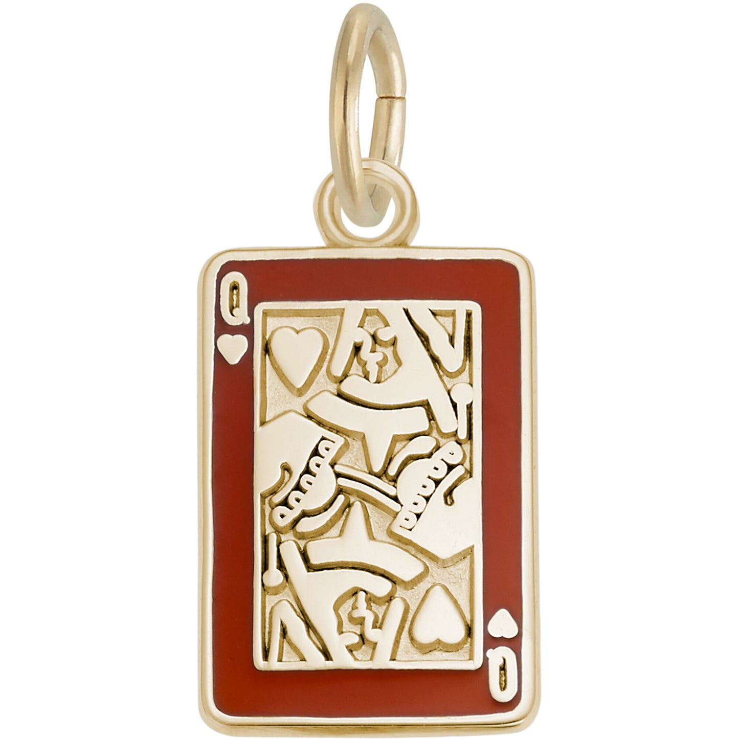 Queen of Hearts Charm w/Red Enamel - Metal - Sterling Silver