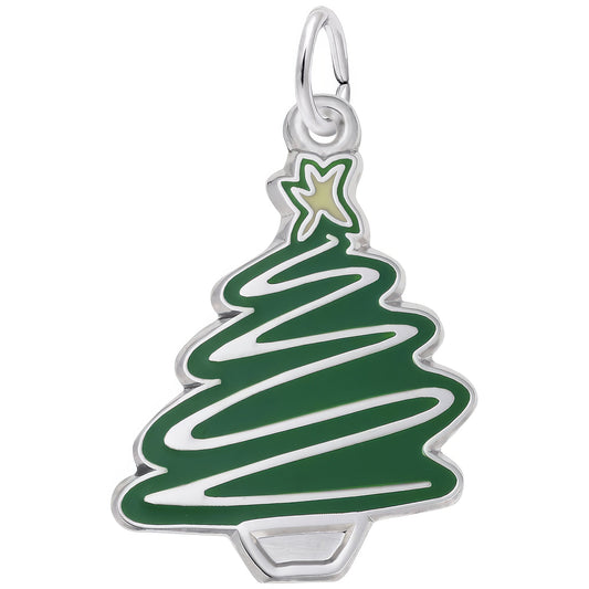 Sterling Silver Christmas Tree Charm - 19mm x 15mm