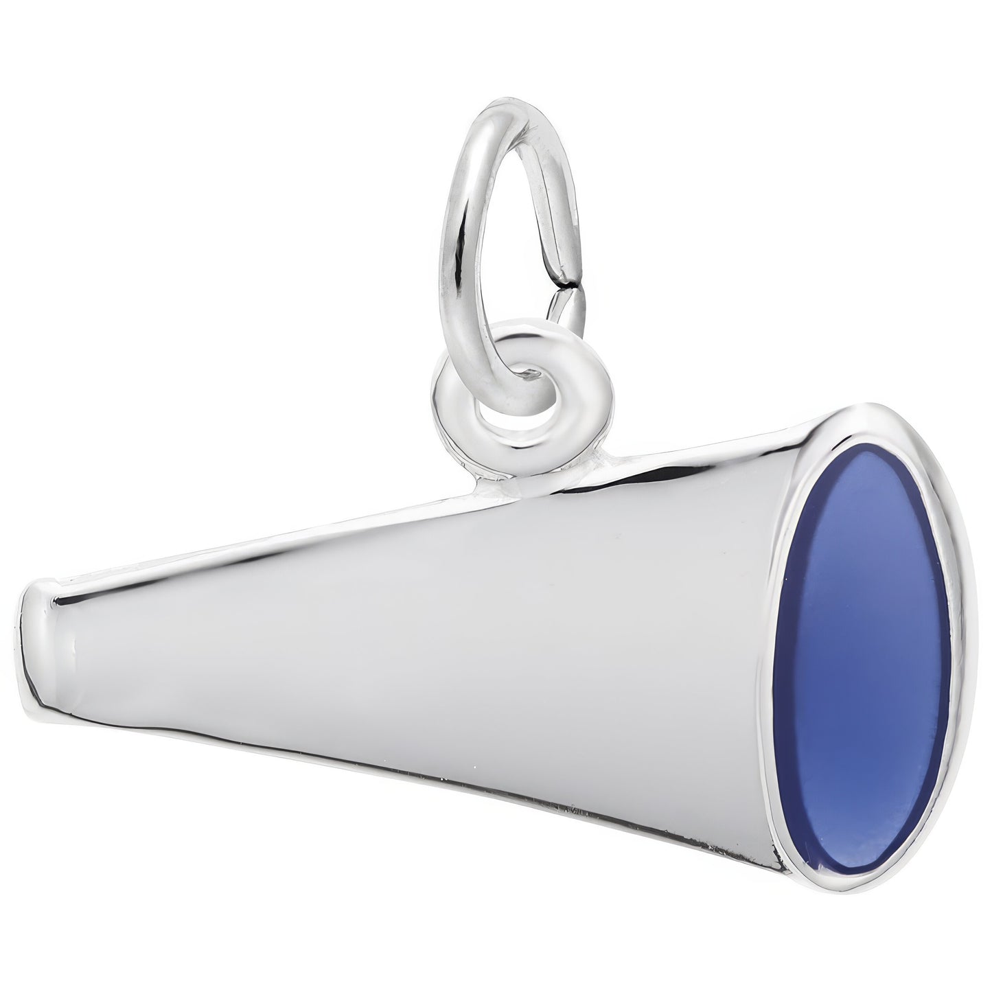 Flat Painted Megaphone Charm w/Blue Enamel - Metal - Sterling Silver