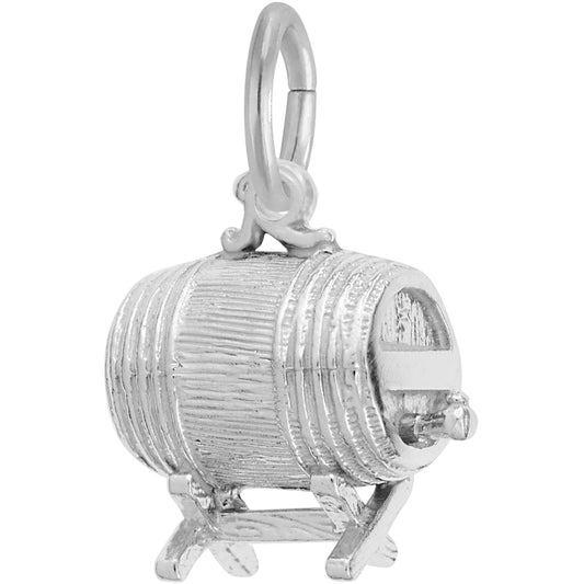 Barrel Keg Charm - Metal - Sterling Silver
