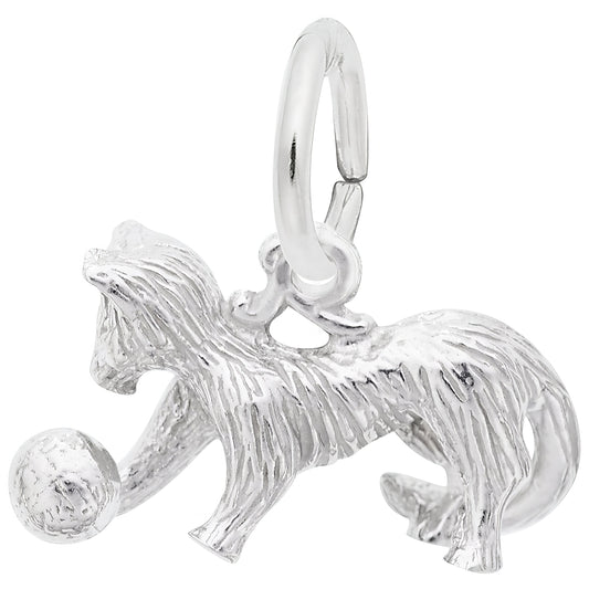 Playful Cat Charm - Metal - Sterling Silver