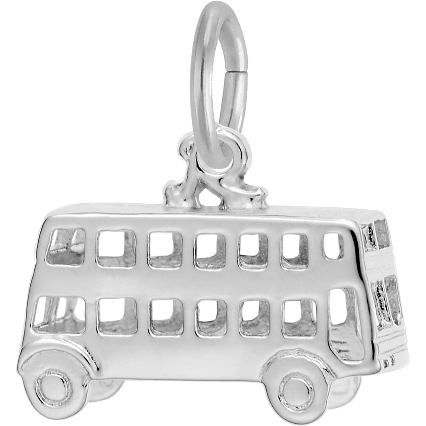 Double Decker Bus Charm - Metal - Sterling Silver