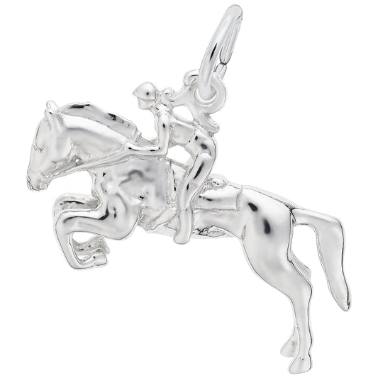 Sterling Silver Horse And Rider Charm - 13mm x 22mm