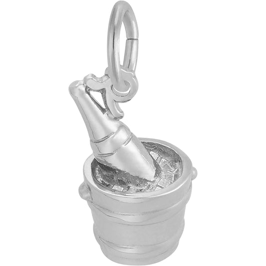 Champagne Bucket Charm - Metal - Sterling Silver