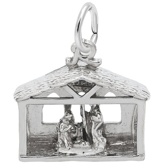Nativity Charm - Metal - Sterling Silver