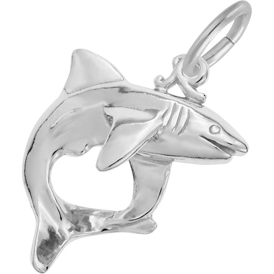Sterling Silver Shark Charm - 11mm x 16mm