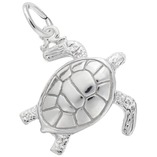 Sterling Silver Sea Turtle Charm - 18mm x 17mm