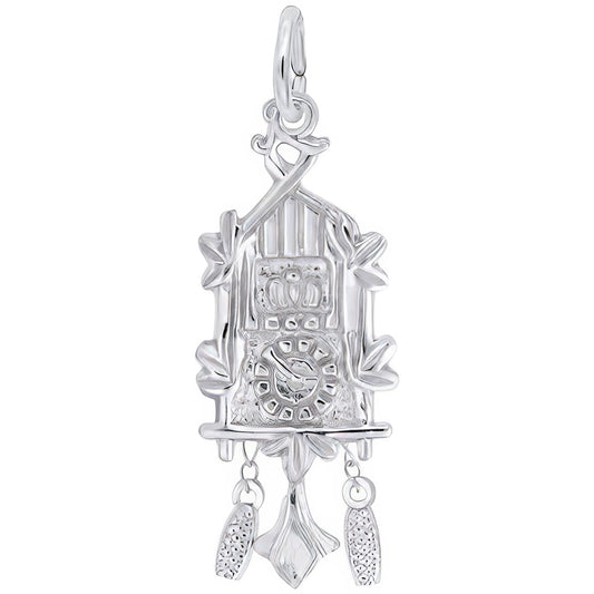 Cuckoo Clock Charm - Metal - Sterling Silver