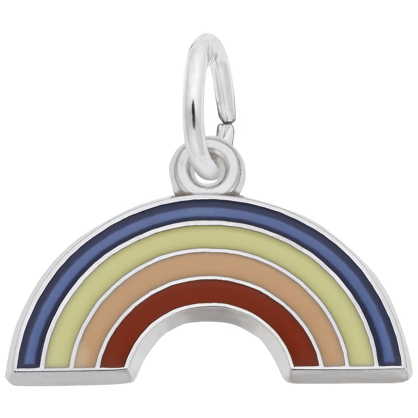 Rainbow Charm w/Red, Pink, Yellow & Blue Enamel - Metal - Sterling Silver