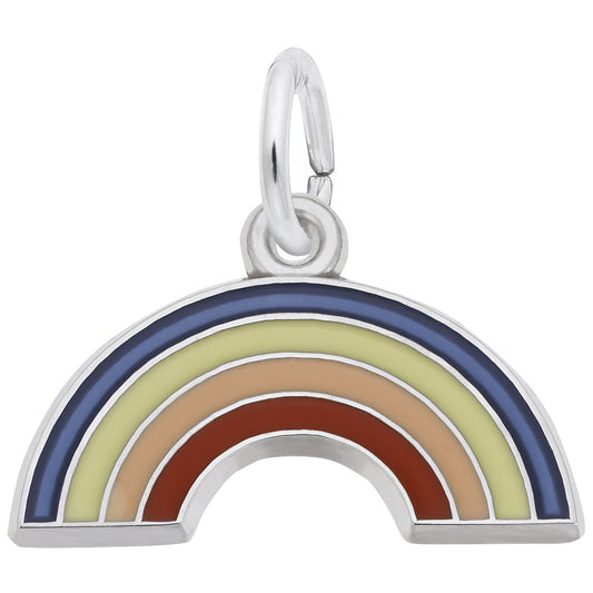 Rainbow Charm w/Red, Pink, Yellow & Blue Enamel - Metal - Sterling Silver