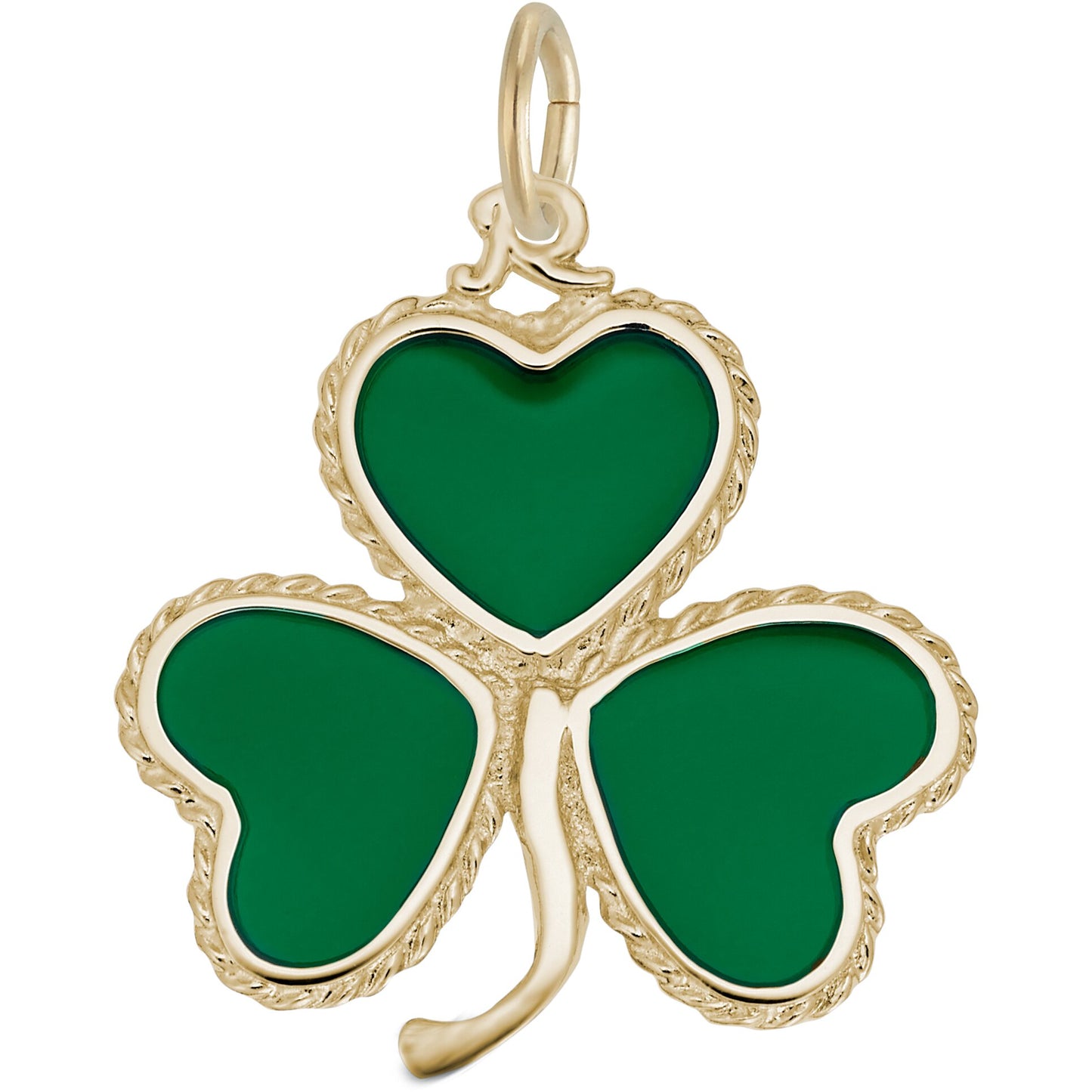 Sterling Silver Shamrock W/green Paint Charm - 22mm x 22mm