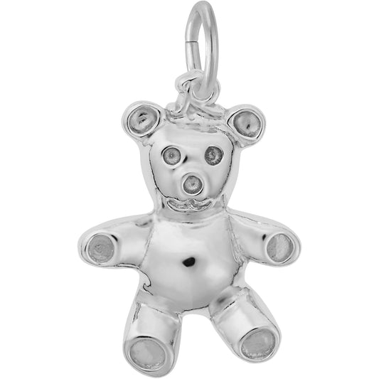 Stuffed Bear Charm - Metal - Sterling Silver