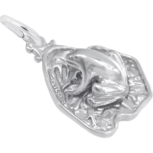 Leaping Lily Pads Charm - Metal - Sterling Silver