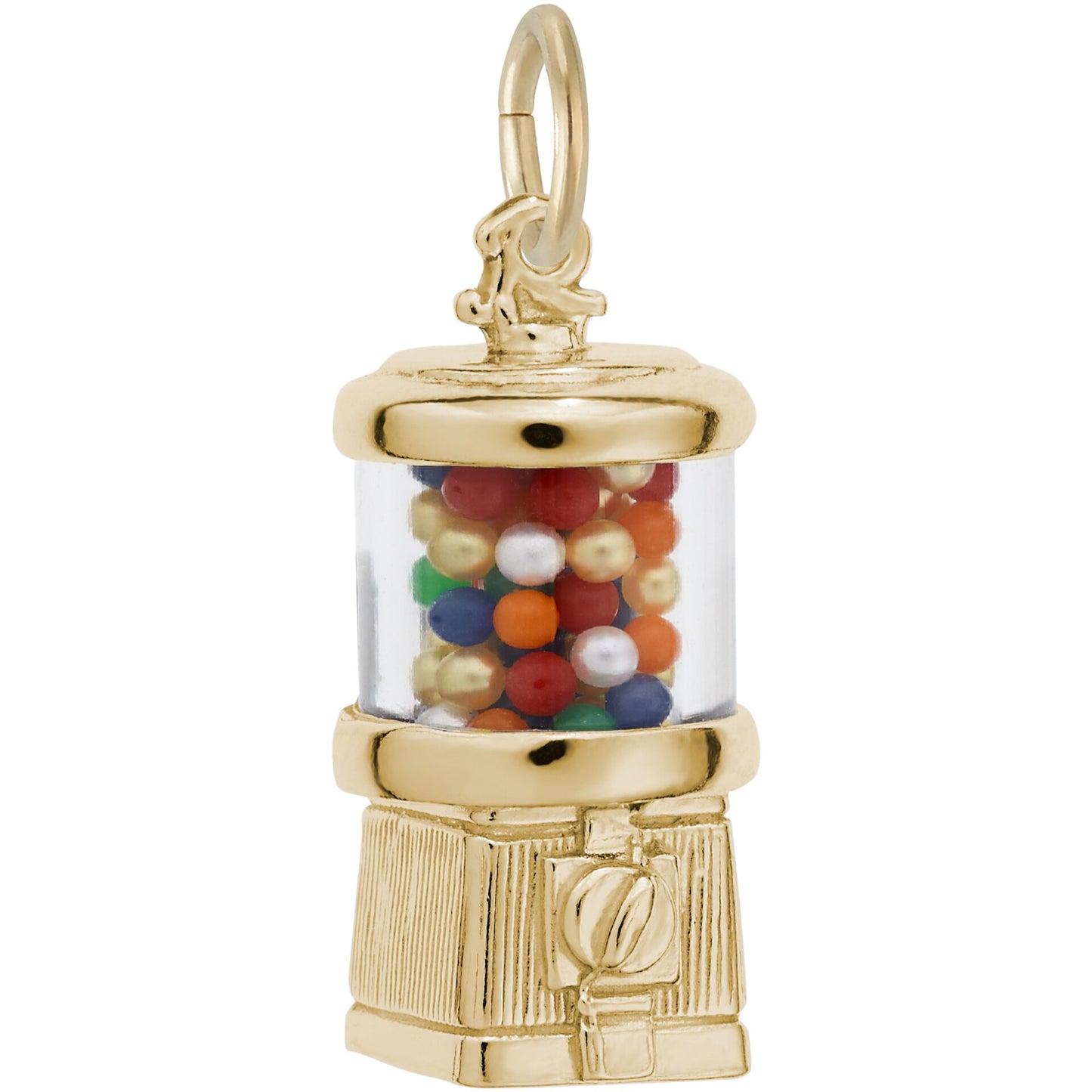 Gumball Machine Charm w/Multicolor Beads - Metal - Sterling Silver