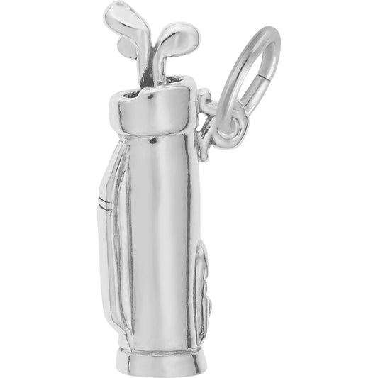 Small Golf Bag Charm - Metal - Sterling Silver