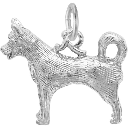 Sterling Silver Husky Charm - 13mm x 16mm