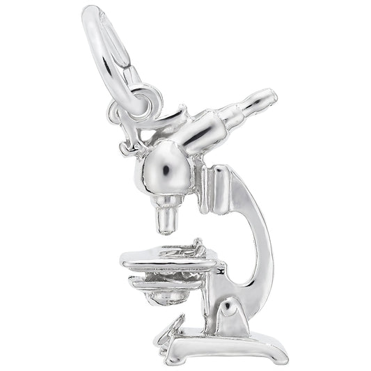 Sterling Silver Microscope Charm - 14mm x 8mm