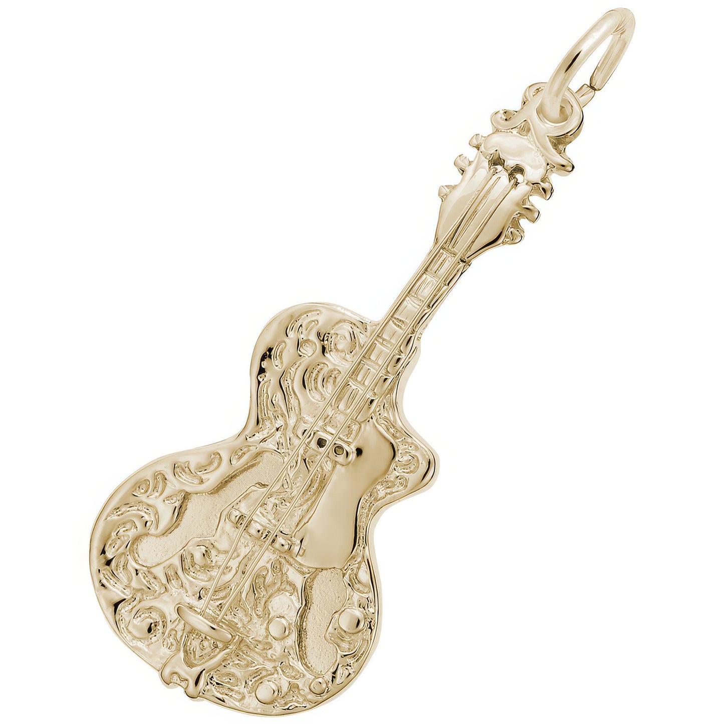 Detailed Guitar Charm - Metal - Sterling Silver