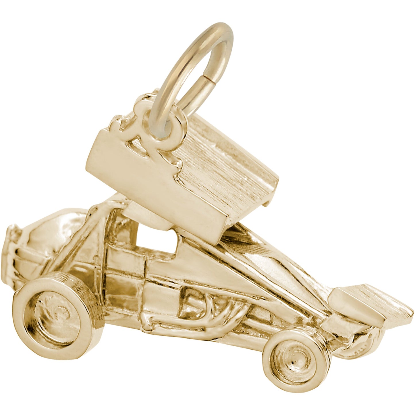 Winged Sprint Car Charm - Metal - Sterling Silver