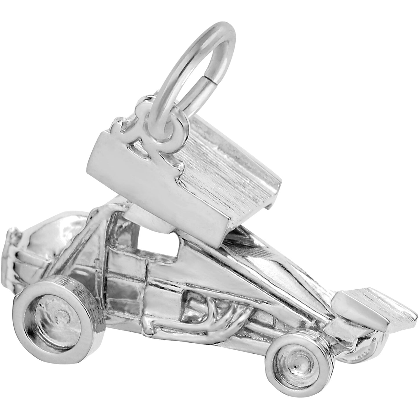 Winged Sprint Car Charm - Metal - Sterling Silver